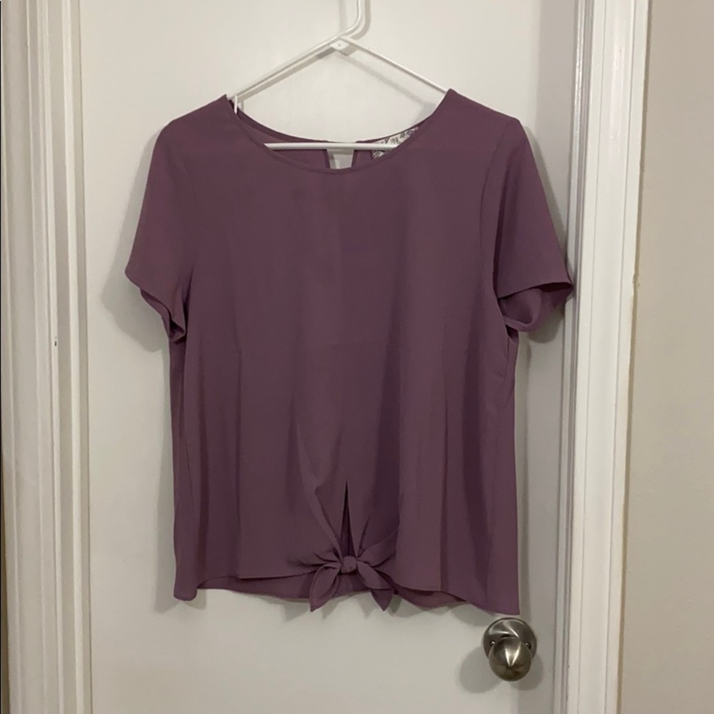 Lilac top with fun front tie and back detail